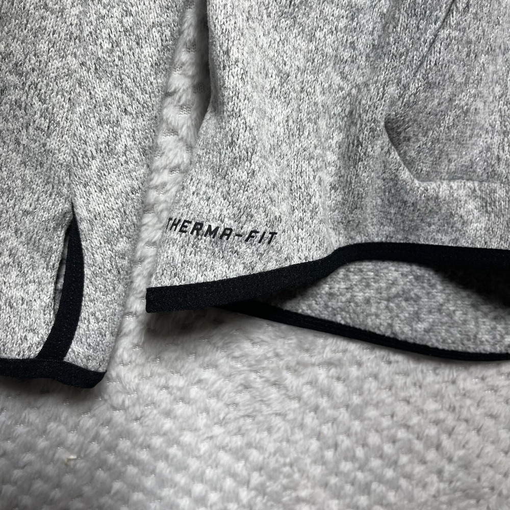 Nike Gray Therma-Fit Knit Hoodie Pullover Black Swoosh Logo Hooded‎ Size Medium - Picture 4 of 13